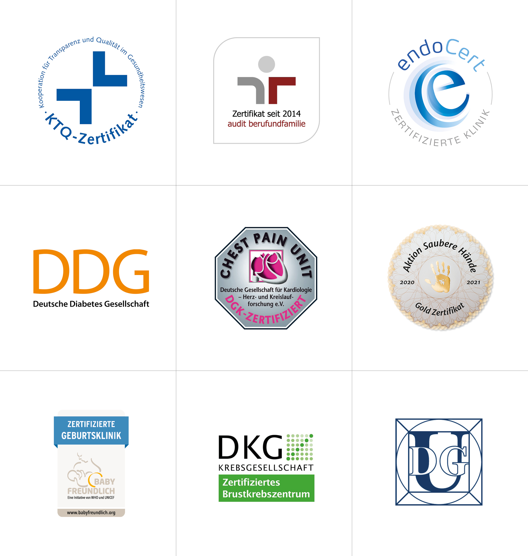 Bild Siloah St. Trudpert Klinikums, Qualitaetsmanagement, Zertifizierungen, Übersicht aller Auszeichnungen (Logos) 